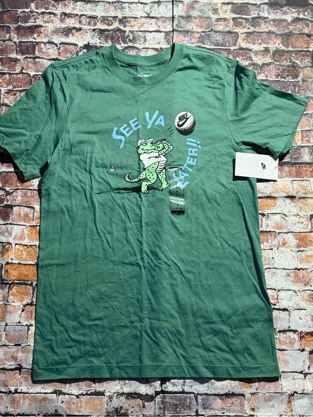 Nike Green Short-Sleeve 'See Ya' Crocodile Golf Graphic T-Shirt